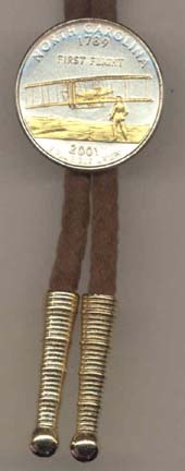 North Carolina Two Tone Statehood Quarter Bolo Tie