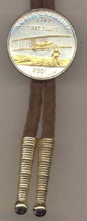 North Carolina Two Tone Statehood Quarter Bolo Tie