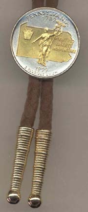 Pennsylvania Two Tone Statehood Quarter Bolo Tie