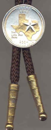 Texas Two Tone Statehood Quarter Bolo Tie