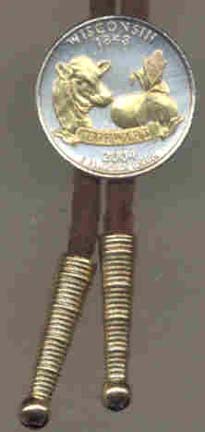 Wisconsin Two Tone Statehood Quarter Bolo Tie