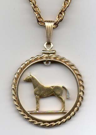 Irish 20 Pence Two Tone Rope Bezel Cut Out Coin Pendant with 24" Chain