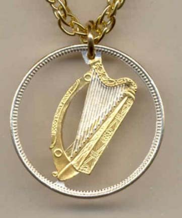 Irish Penny Two Tone Coin Cut Out with 18" Chain