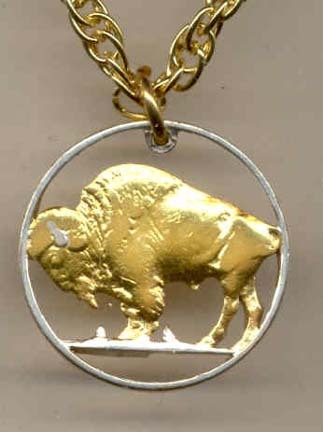 U.S. Buffalo Nickel Two Tone Coin Cut Out with 18" Chain