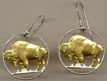 U.S. Nickel  “Buffalo” Two Toned Coin Cut Out Earrings