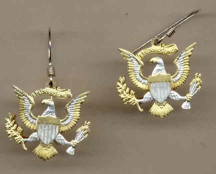 Kennedy Dollar "Eagle with No Rim" Two Toned Coin Cut Out Earrings