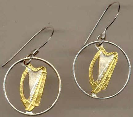Irish Penny “Harp” Two Toned Coin Cut Out Earrings