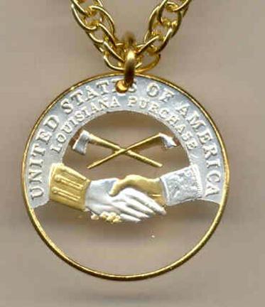 New Jefferson Nickel "Peace Medal" (2004) Two Tone Coin Cut Out Pendant with 18" Chain