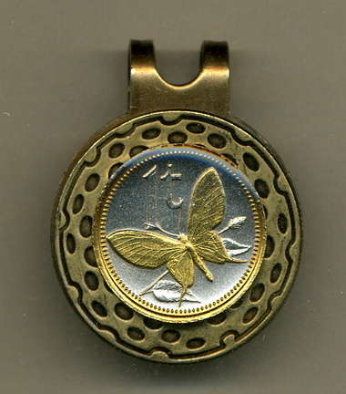 Papua New Guinea 1 Toea "Butterfly" Two Tone Coin Golf Ball Marker