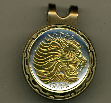 Ethiopia 25 Cent "Lion" Two Tone Coin Golf Ball Marker