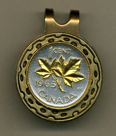 Canadian Penny "Maple Leaf" Two Tone Coin Golf Ball Marker
