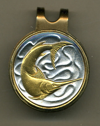 Singapore 20 Cent "Swordfish" Two Tone Coin Golf Ball Marker