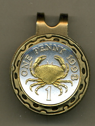 Guernsey Penny "Crab" Two Tone Coin Golf Ball Marker