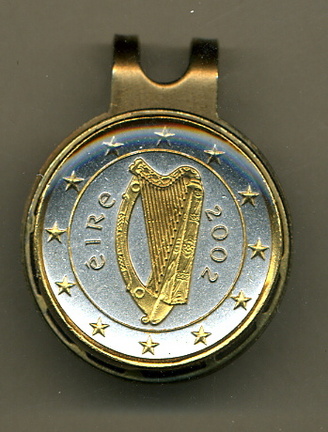 Irish Euro "Harp and Stars" Two Tone Coin Golf Ball Marker