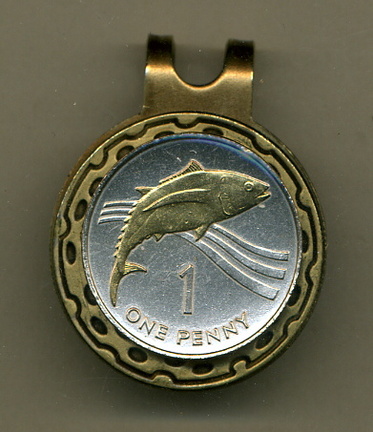 St. Helena Island Penny 'Tuna Fish' Two Tone Coin Golf Ball Marker