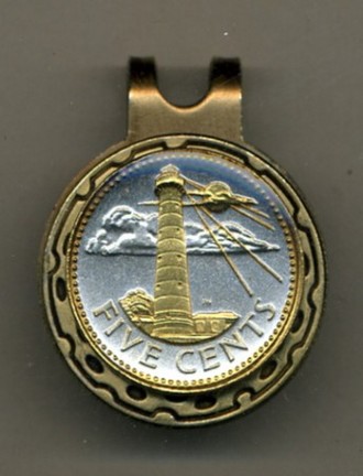Barbados 5 Cent "Lighthouse" Two Tone Coin Golf Ball Marker
