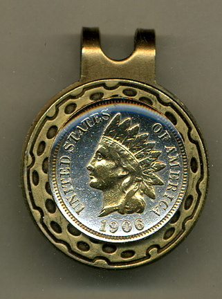 Indian Head Penny 1859 - 1909 Two Tone Coin Golf Ball Marker