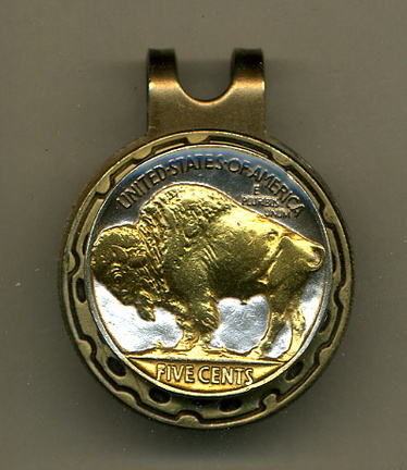 Buffalo Nickel 1913 - 1938 Two Tone Coin Golf Ball Marker