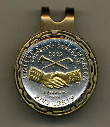 Jefferson Nickel 'Peace Medal' 2004 Two Tone Coin Golf Ball Marker