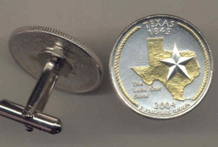 State Quarter Two Tone Coin Cuff Links (1 Pair)