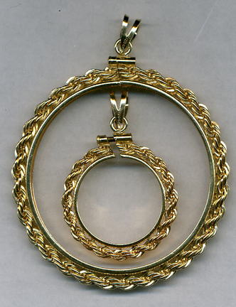 Rope Style Gold Filled Coin Necklace Bezel / Pendant (Nickel Size)