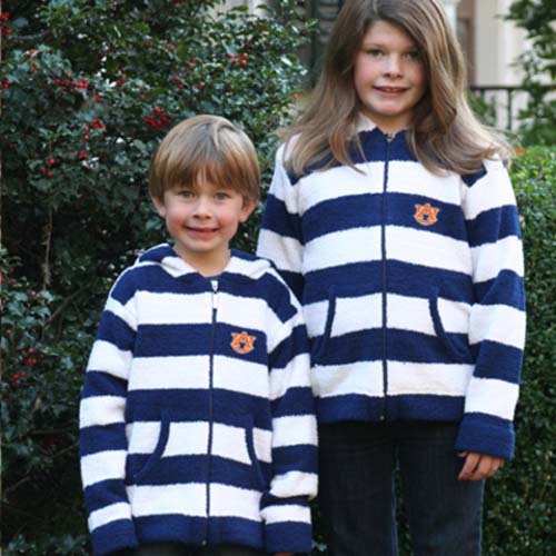 Auburn Tigers Youth Full Zip Rugby Hoodie - Medium (Navy / White)