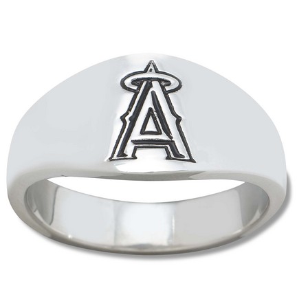 Los Angeles Angels of Anaheim Logo Men's Enamel Sterling Silver Band Ring (Size 11)