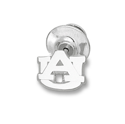 "Auburn Tigers 3/8"" ""AU"" Polished Lapel Pin - Sterling Silver Jewelry"