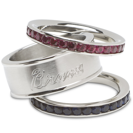 Atlanta Braves Logo Crystal Stacked Ring Set (Size 6)