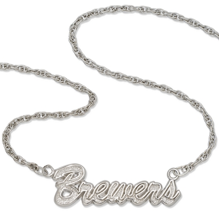 Milwaukee Brewers "Brewers" Sterling Silver Script Necklace