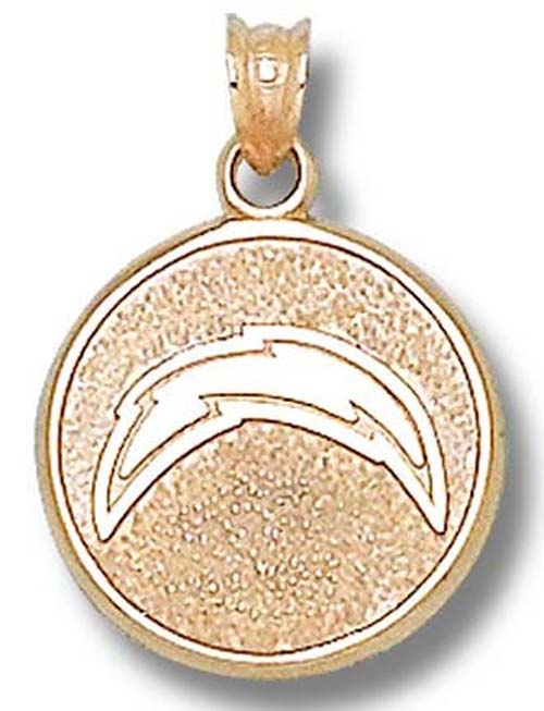 San Diego Chargers 5/8" Round "Bolt" Pendant - Gold Plated Jewelry