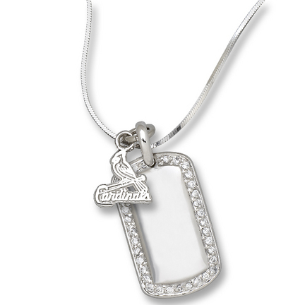 St. Louis Cardinals 3/8" Logo on Sterling Silver Mini Dog Tag Necklace