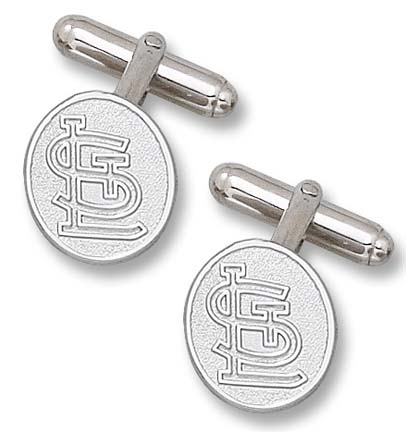 St. Louis Cardinals Oval "STL" Sterling Silver Cuff Links - 1 Pair