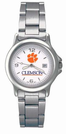 Clemson Tigers NCAA Women's Chrome Varsity Watch with Stainless Steel Strap