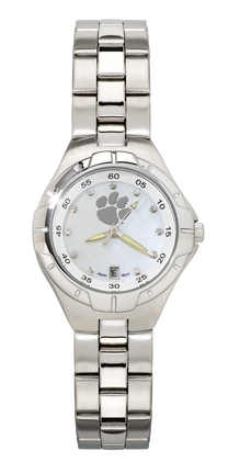 Clemson Tigers Woman's Bracelet Watch with Mother of Pearl Dial