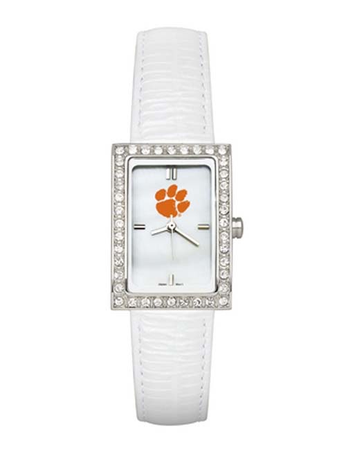 Clemson Tigers Women's Allure Watch with White Leather Strap