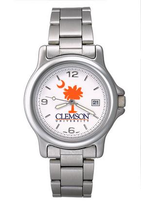 Clemson Tigers NCAA "Palmetto" Men's Chrome Varsity Watch with Stainless Steel Strap