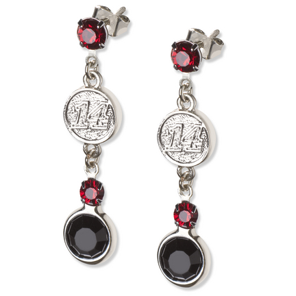 Tony Stewart Driver Number "14" Crystal Logo Earrings