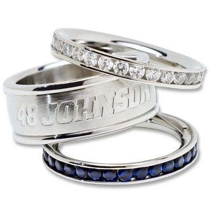 Jimmie Johnson Logo Crystal Stacked Ring Set (Size 7)