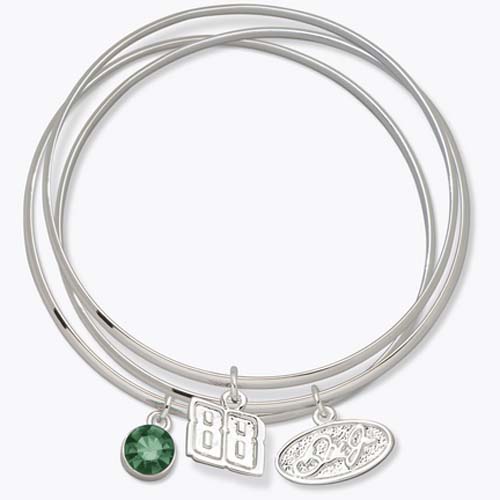 Dale Earnhardt Jr. #88 Triple Bangle Bracelet with Green Stone