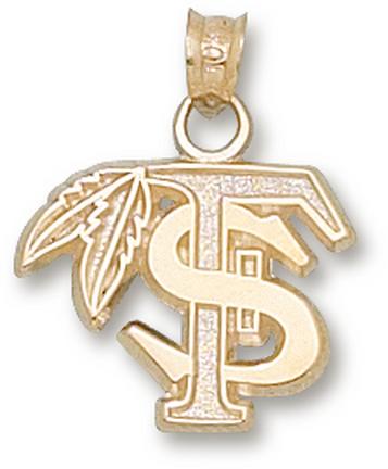 "Florida State Seminoles 1/2"" ""FS"" with Feather Lapel Pin - 14KT Gold Jewelry"