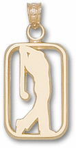 Male Golfer Swinging Silhouette Pendant - 14KT Gold Jewelry