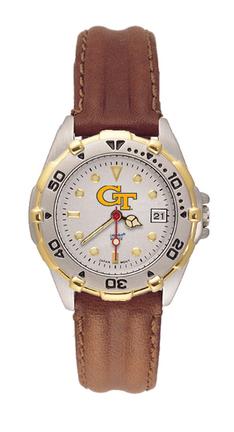 Georgia Tech Yellow Jackets "GT" All Star Watch with Leather Band - Women's
