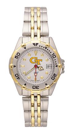 Georgia Tech Yellow Jackets "GT" All Star Watch with Stainless Steel Band - Women's