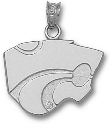 Kansas State Wildcats "Power Cat" 5/8" Pendant - Sterling Silver Jewelry