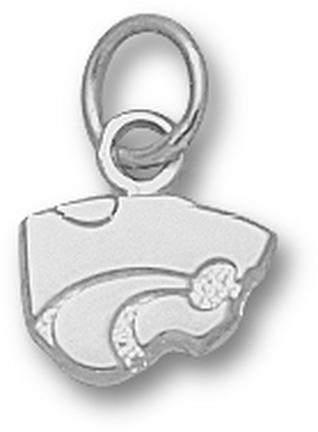 Kansas State Wildcats "Power Cat" 1/4" Charm - Sterling Silver Jewelry