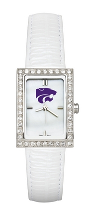 Kansas State Wildcats Women's Allure Watch with White Leather Strap
