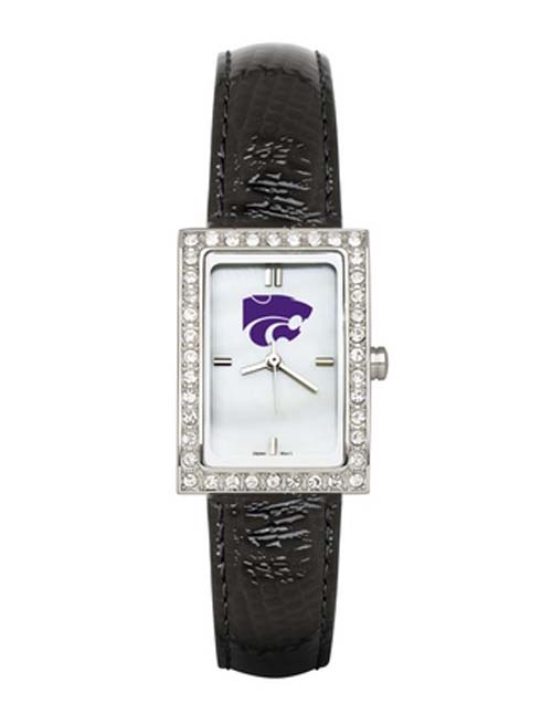 Kansas State Wildcats Women's Allure Watch with Black Leather Strap
