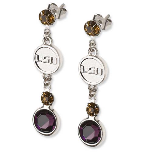 Louisiana State (LSU) Tigers Logo Crystal Earrings