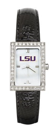 Louisiana State (LSU) Tigers Women's Allure Watch with Black Leather Strap